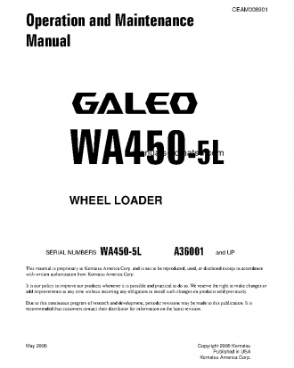 WA450-5(USA)-L S/N A36001-UP Operation manual (English)