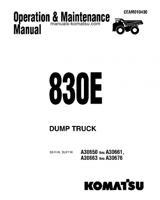 830E(USA) S/N A30663-A30676 Operation manual (English)