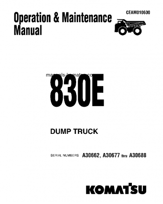 830E(USA) S/N A30677-A30688 Operation manual (English)