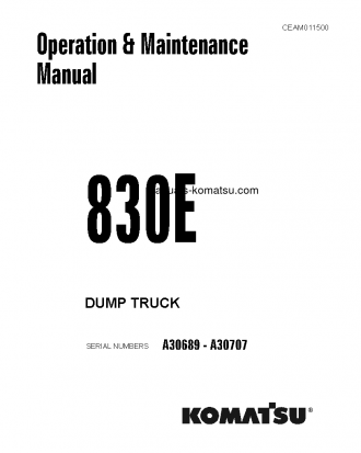 830E(USA) S/N A30689-A30707 Operation manual (English)