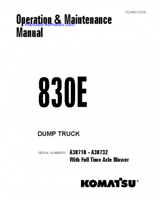 830E(USA) S/N A30710-A30732 Operation manual (English)