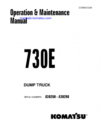 730E(USA) S/N A30260-A30298 Operation manual (English)