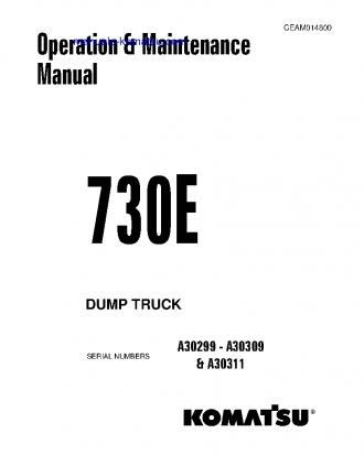 730E(USA) S/N A30311 Operation manual (English)