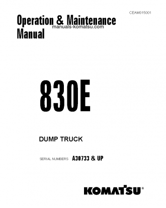 830E(USA) S/N A30733-A30815 Operation manual (English)