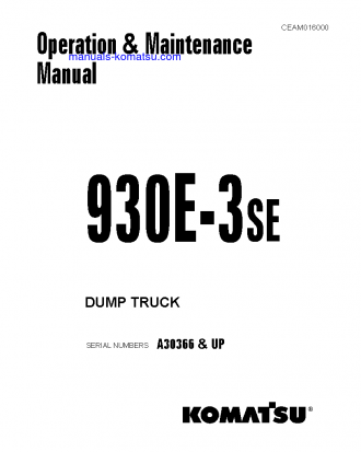 930E-3(USA)-SE S/N A30366-UP Operation manual (English)