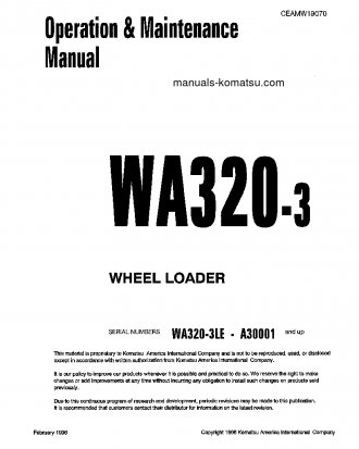 WA320-3(JPN)-L S/N A30001-UP Operation manual (English)