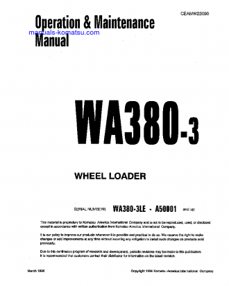 WA380-3(USA)-L S/N A50001-UP Operation manual (English)