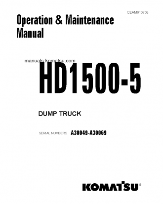 HD1500-5(USA) S/N A30049-A30069 Operation manual (English)