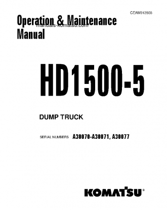 HD1500-5(USA) S/N A30070-A30071 Operation manual (English)
