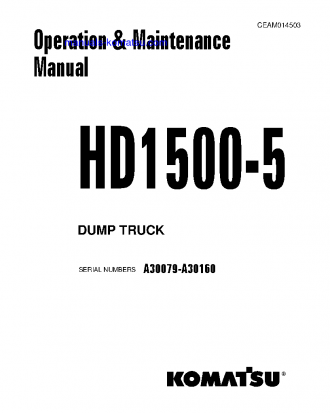 HD1500-5(USA) S/N A30079-A30160 Operation manual (English)