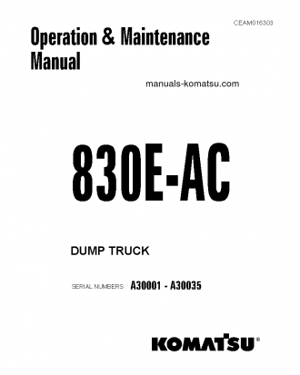 830E-AC(USA) S/N A30001-A30035 Operation manual (English)