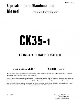 CK35-1(USA) S/N A40001-UP Operation manual (English)