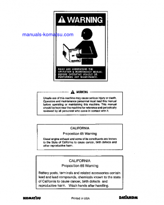 WA500-6(USA) S/N A92001-UP Operation manual (English)