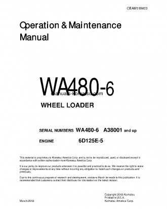 WA480-6(USA) S/N A38001-UP Operation manual (English)