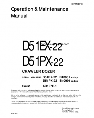 D51EX-22(BRA) S/N B10001-UP Operation manual (English)