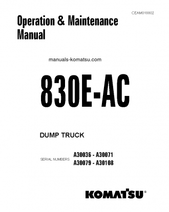 830E-AC(USA) S/N A30036-A30071 Operation manual (English)