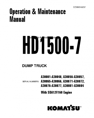 HD1500-7(USA)-W/ SDA12V160 S/N A30081-A30084 Operation manual (English)
