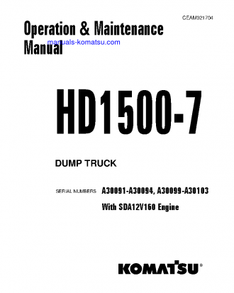 HD1500-7(USA)-W/ SDA12V160 S/N A30091-A30094 Operation manual (English)