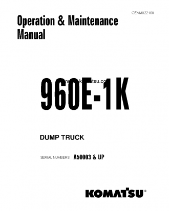 960E-1(USA)-K S/N A50003-UP Operation manual (English)