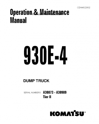 930E-4(USA)-TIER II S/N A30873-A30989 Operation manual (English)