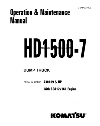 HD1500-7(USA)-W/ SDA12V160 S/N A30109-UP Operation manual (English)