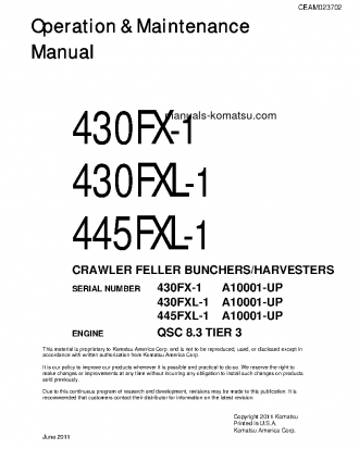 430FXL-1(USA) S/N A10001-UP Operation manual (English)
