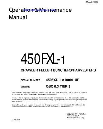 450FXL-1(USA) S/N A10001-UP Operation manual (English)