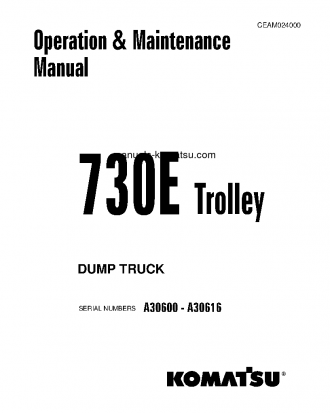 730E(USA)-WITH TROLLEY S/N A30600-A30616 Operation manual (English)