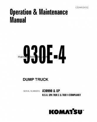 930E-4(USA)-TIER II S/N A30990-UP Operation manual (English)