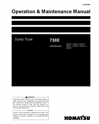 730E(USA) S/N A30621 Operation manual (English)