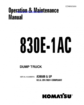830E-1(USA)-AC S/N A30589-A30850 Operation manual (English)