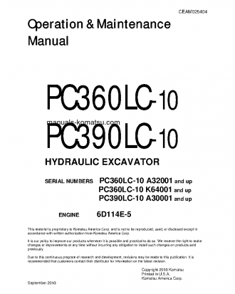 PC360LC-10(GBR) S/N K64001-UP Operation manual (English)