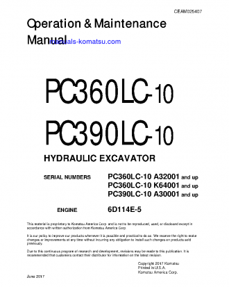 PC360LC-10(USA) S/N K64001-UP Operation manual (English)