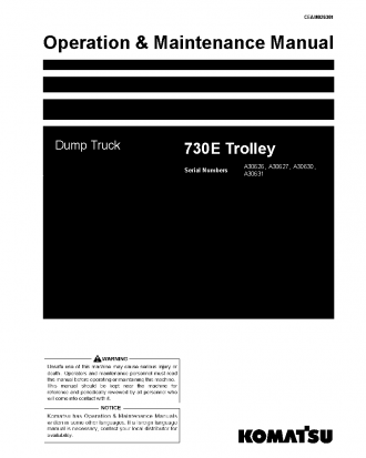 730E(USA)-WITH TROLLEY S/N A30626-A30627 Operation manual (English)