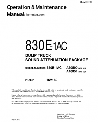 830E-1(USA)-AC S/N A40851-UP Operation manual (English)