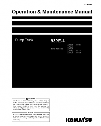 930E-4(USA) S/N A31693-A31697 Operation manual (English)