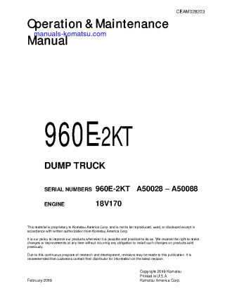 960E-2(USA)-KT S/N A50028-A50088 Operation manual (English)