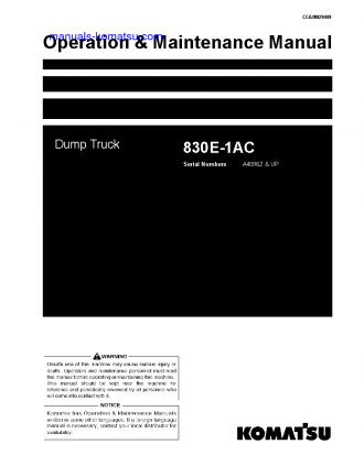 830E-1(USA)-AC S/N A40962-UP Operation manual (English)