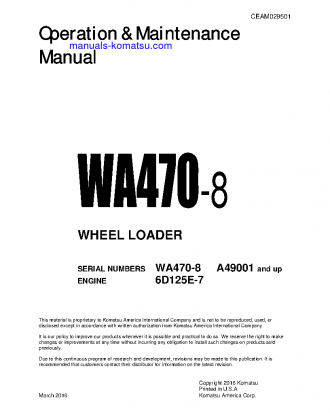 WA470-8(USA) S/N A49001-UP Operation manual (English)