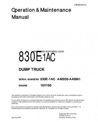 830E-1(USA)-AC S/N A40939-A40961 Operation manual (English)