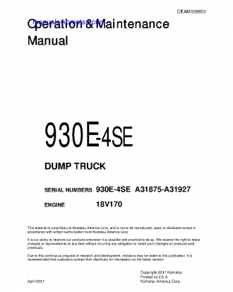 930E-4(USA)-SE S/N A31875-A31927 Operation manual (English)