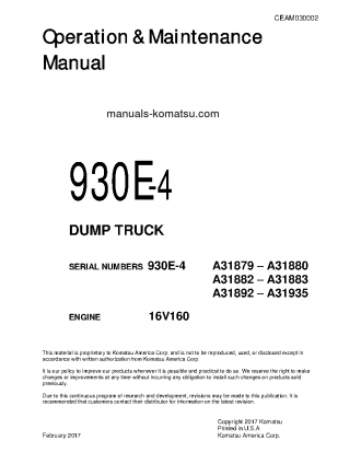 930E-4(USA) S/N A31892-A31935 Operation manual (English)