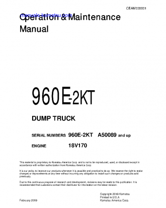 960E-2(USA)-KT S/N A50089-UP Operation manual (English)