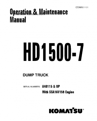 HD1500-7(USA)-W/ SSA16V159 S/N A40115-UP Operation manual (English)