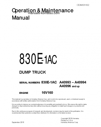 830E-1(USA)-AC S/N A40993-A40994 Operation manual (English)