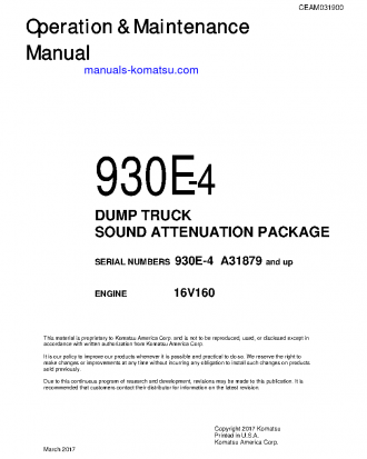 930E-4(USA) S/N A31879-UP Operation manual (English)