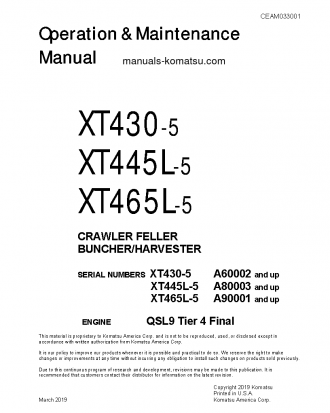 XT430-5(USA) S/N A60002-UP Operation manual (English)