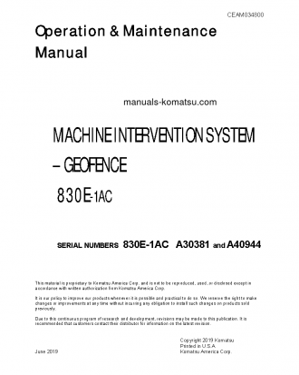830E-1(USA)-AC S/N A30381 Operation manual (English)