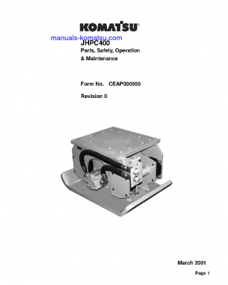 JHPC400(USA) S/N ALL Operation manual (English)