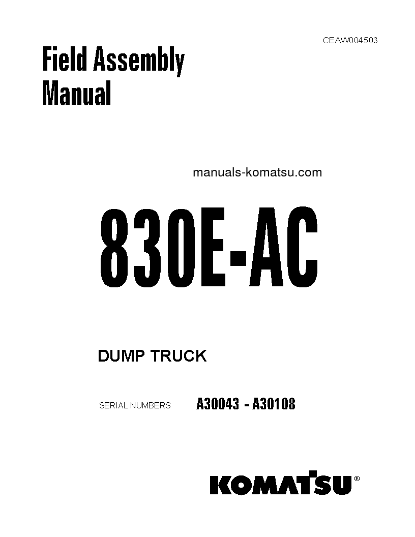 830E-AC(USA) S/N A30043-A30108 Field assembly manual (English)